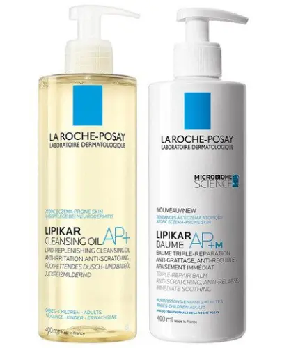 La Roche-Posay Lipikar Oil AP+ olejek myjący, 400ml + Baume AP+M balsam, 400ml - Zestaw do pielęgnacji skóry suchej