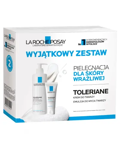 La Roche-Posay Toleriane, Łagodna emulsja oczyszczająca, 400 ml + Sensitive krem do twarzy, 40 ml - Zestaw do pielęgnacji skóry wrażliwej