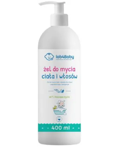 Lab4baby Żel do mycia ciała i włosów, 400 ml - Wzmacnia ochronną warstwę skóry, zapewniając jej odpowiednie nawilżenie oraz ochronę dla komórek macierzystych naskórka podczas każdej kąpieli