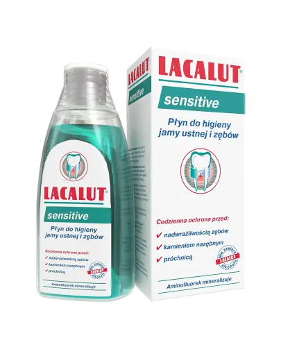 Lacalut Sensitive Płyn do higieny jamy ustnej i zębów, 300 ml - Chroni przed nadwrażliwością zębów, krwawieniem dziąseł i próchnicą