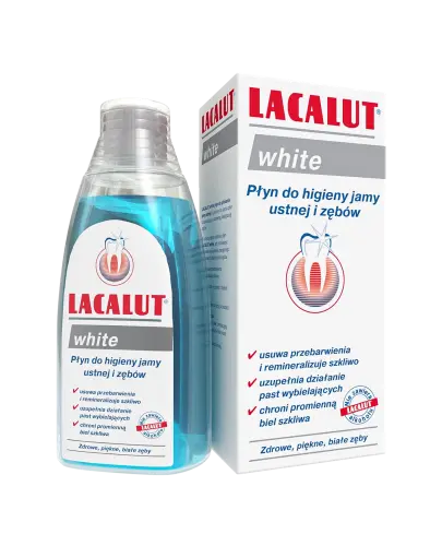 Lacalut White Płyn do higieny jamy ustnej i zębów, 300 ml - Uzupełnia działanie past wybielających