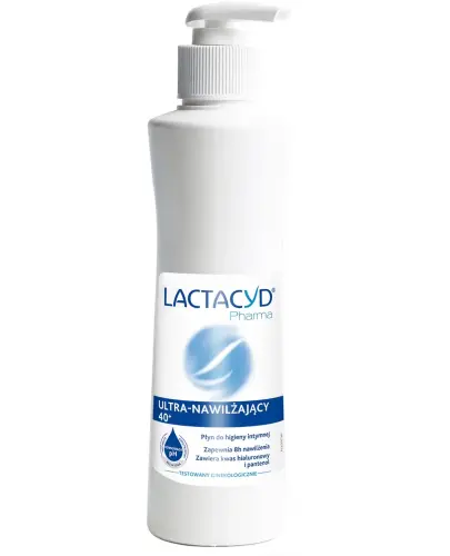 Lactacyd Pharma Ultra - nawilżający płyn do higieny intymnej 40+, 250 ml  - Łagodzi uczucie suchości i swędzenia