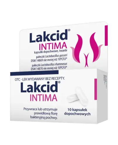 Lakcid Intima, 10 kapsułek dopochwowych - Lactobacillus gasseri + Lactobacillus rhamnosus, kapsułki dopochwowe, twarde