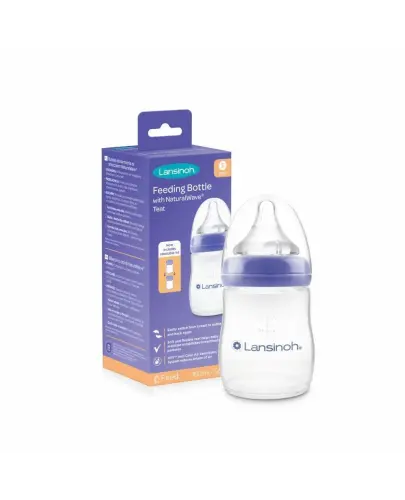 Lansinoh Butelka ze smoczkiem NaturalWave Teat, 160 ml  - Do karmienia niemowląt w wieku 1-3 miesiące