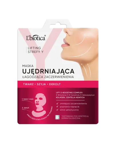 L'biotica Home Spa Lifting Strefy Y Ujędrniająca maska do twarzy łagodząca zaczerwienienia, 1 sztuka - Dzień po dniu skóra staje się bardziej jędrna i elastyczna oraz odzyskuje uczucie komfortu bez zaczerwienień