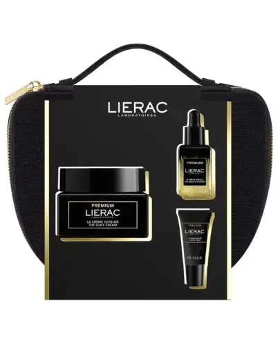 Lierac Premium Jedwabisty krem do twarzy, 50 ml + Serum regenerujące, 13 ml + Krem pod oczy, 5 ml - Zestaw przeciwstarzeniowy do pielęgnacji skóry normalnej, mieszanej i wrażliwej