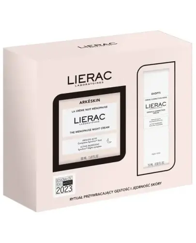 Lierac Arkeskin Night Cream Krem na noc, 50 ml + Diopti Rides Krem pod oczy, 15 ml - Zestaw do pielęgnacji twarzy dla kobiet w okresie menopauzy