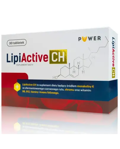 Lipiactive CH, 30 tabletek - Suplement diety z monakolina K, czyli naturalną fitostatyną, oraz z koenzym Q10 i chromem, 