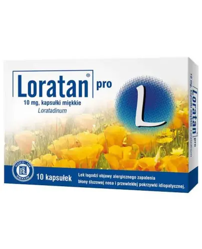 Loratan Pro 10 mg, 10 kapsułek miękkich - Łagodzi objawy w trakcie reakcji alergicznej