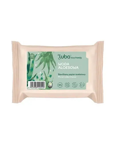 Luba Eco Family nawilżany papier toaletowy Woda aloesowa, 50 sztuk - Ekologiczny papier z pop-up może być spłukiwany w toalecie