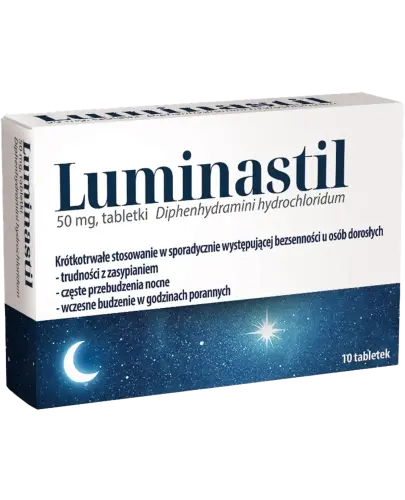 Luminastil 50 mg, 10 tabletek - Diphenhydramini hydrochloridum 50 mg, tabletki