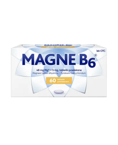 Magne B6,  60 tabletek powlekanych - Na niedobory magnezu i (lub) witaminy B6