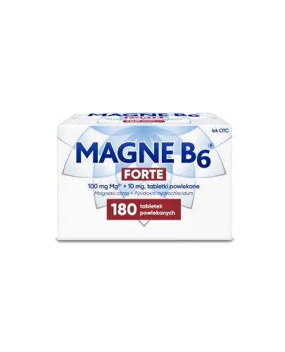 Magne B6 Forte, 180 tabletek powlekanych - Uzupełnienie niedoborów magnezu i/lub witaminy B6