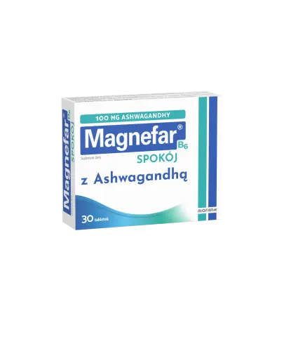 Magnefar B6 Spokój z ashwagandhą, 30 tabletek - Zawiera ashwagandhę, magnez i witaminy z grupy B