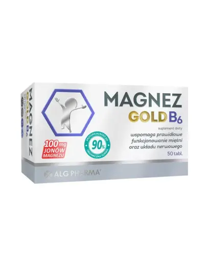 Magnez Gold B6, 50 tabletek - Z magnezem i witaminą B6, które pomagają zmniejszyć uczucie zmęczenia i znużenia