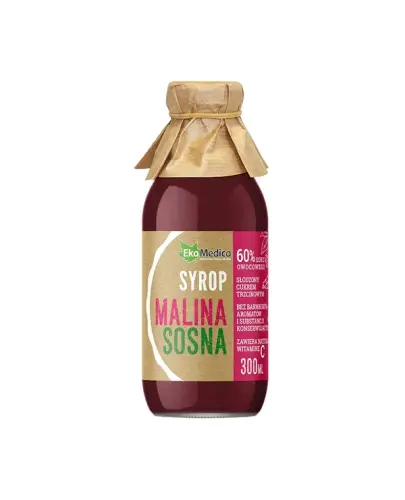 EkaMedica Malina Sosna Syrop, 300 ml - Zawiera 60% soku owocowego