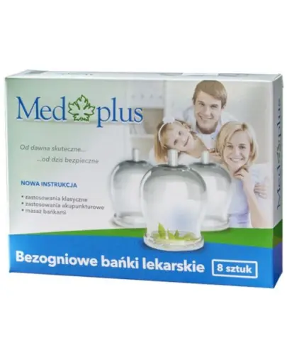 Med Plus Bezogniowe bańki lekarskie, 8 sztuk - Bezpieczne i łatwe w użyciu bez konieczności stosowania ognia