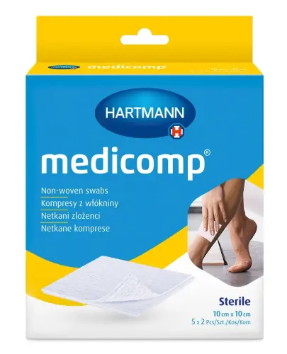 Medicomp Kompresy 10 x 10 cm, 10 sztuk (5x2 sztuk) - Do opatrywania ran