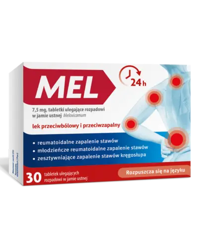 Mel 7,5 mg, 30 tabletek ulegających rozpadowi w jamie ustnej - Tabletki przeciwbólowe i przeciwzapalne z meloksykamem