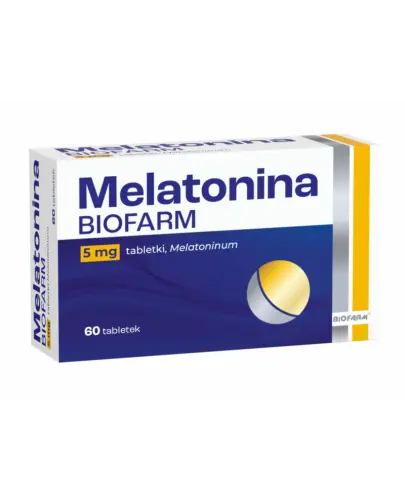 Melatonina Biofarm 5 mg tabletki, 60 sztuk - Pomocniczo stosowana w leczeniu zaburzeń rytmu snu i czuwania