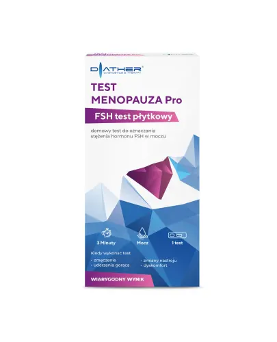 Diather Test Menopauza Pro FSH test płytkowy, 1 sztuka - Pomocny w określaniu fazy menopauzy