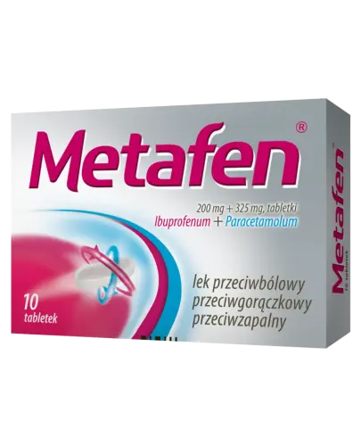 Metafen, 200 mg + 325 mg, 10 tabletek - Z ibuprofenem i paracetamolem o działaniu przeciwzapalnym i przeciwbólowym