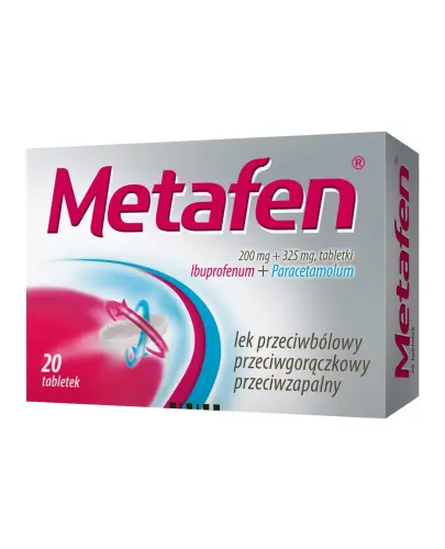 Metafen, 200 mg + 325 mg, 20 tabletek - Z ibuprofenem i paracetamolem o działaniu przeciwzapalnym i przeciwbólowym