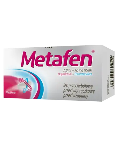 Metafen, 200 mg + 325 mg, 50 tabletek  - Z ibuprofenem i paracetamolem o działaniu przeciwzapalnym i przeciwbólowym