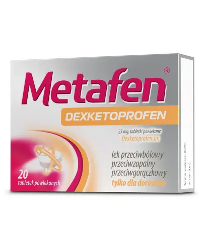 Metafen Dexketoprofen 25mg, 20 tabletek powlekanych - O działaniu przeciwbólowym