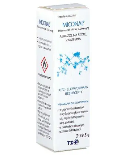 Miconal 3,29 mg/g, aerozol na skórę 39,5 g - Zawiesina z mikonazolem o działaniu przeciwgrzybiczym