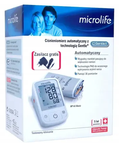 Microlife BP A2 Basic, ciśnieniomierz + zasilacz - Automatyczny ciśnieniomierz naramienny 