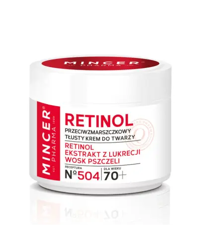 Mincer Pharma Retinol, Krem tłusty przeciwzmarszczkowy do twarzy 70+, 50ml - Krem do cery dojrzałej 70+