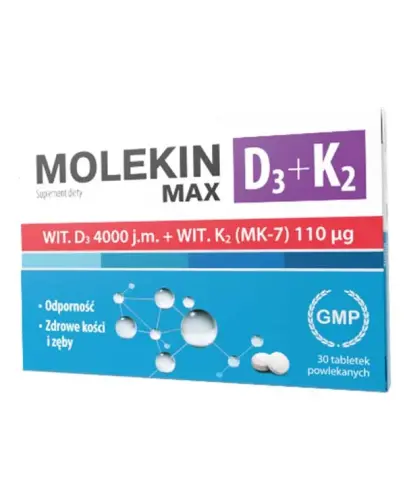 Molekin D3 + K2 Max, 30 tabletek powlekanych - Suplement diety z witaminami D3 i K2