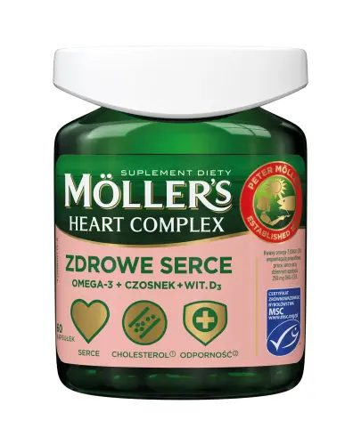 Moller’s Complex Heart Zdrowe Serce, 60 kapsułek - Zawierający składniki, których właściwości wspierają serce oraz odporność