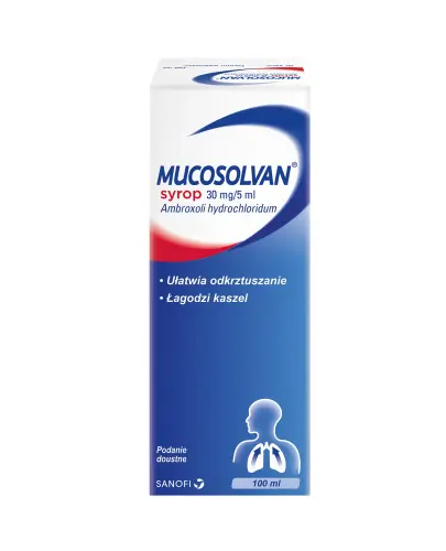 Mucosolvan  30 mg/5 ml, syrop 100 ml - Syrop z ambroksolem, ułatwia odkrztuszanie i łagodzi kaszel