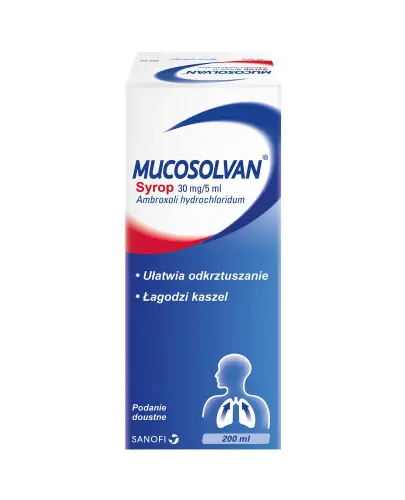 Mucosolvan 30mg/5ml, syrop 200 ml - Syrop z ambroksolem, ułatwia odkrztuszanie i łagodzi kaszel