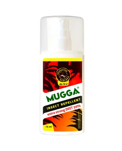 Mugga Extra Strong 50% DEET spray, 75 ml - Preparat do odstraszania komarów i ochrony przed ich ukąszeniami