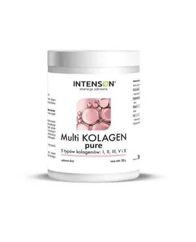 Intenson Multi Kolagen Pure proszek, 300 g - Pięć typów kolagenu, które zapewniają kompleksowe wsparcie wyglądu i elastyczności skóry