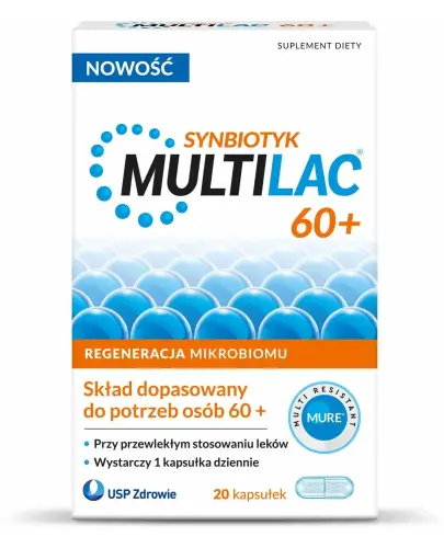 Multilac 60+, 20 kapsułek - Probiotyk z prebiotykiem dla dorosłych