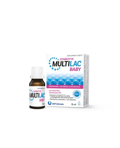 Multilac Baby, krople 5 ml - Z żywymi kulturami bakterii Lactobacillus rhamnosus GG