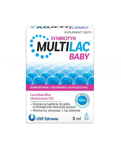 Multilac Baby, krople 5 ml - Z żywymi kulturami bakterii Lactobacillus rhamnosus GG