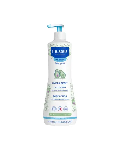 Mustela Hydra Bebe, mleczko do ciała z organicznym awokado, 750 ml - Mleczko do ciała z organicznym awokado, które nawilża i wzmacnia barierę ochronną skóry