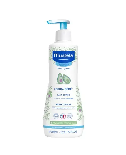 Mustela Hydra Bebe Mleczko do ciała z organicznym awokado, 500 ml - Natychmiastowe i długotrwałe nawilżenie skóry noworodków i dzieci