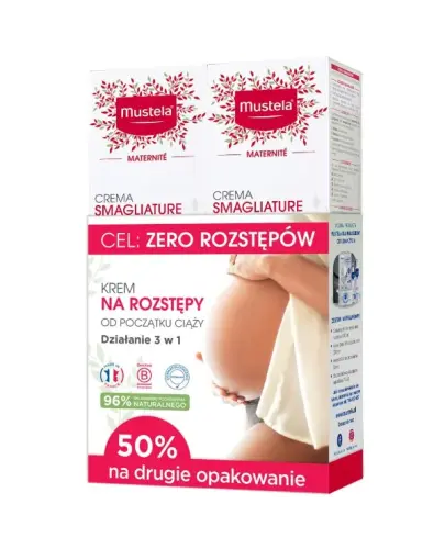 Mustela Maternite Krem na rozstępy, 2 x 250 ml - Nawilża i łagodzi uczucie swędzenia skóry