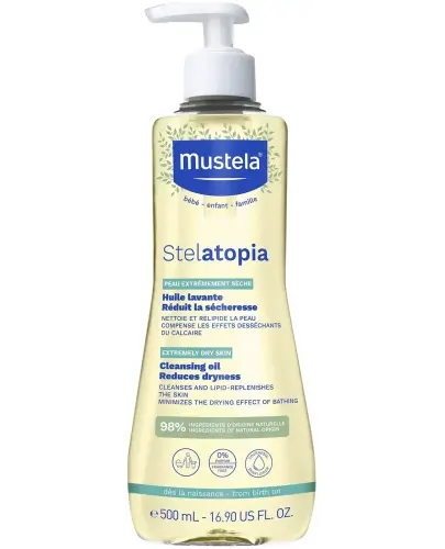 Mustela Stelatopia Olejek myjący, 500 ml - Oczyszczający olejek do skóry ze skłonnością do atopii