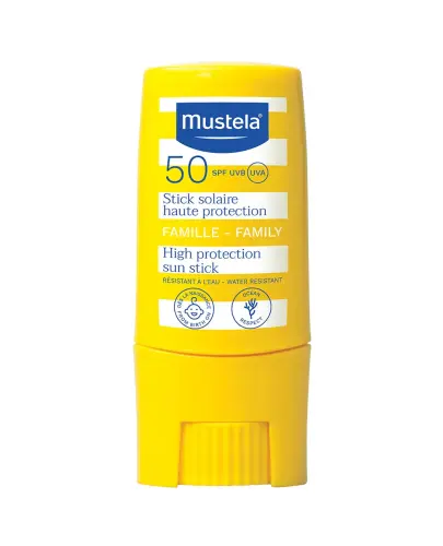 Mustela Bebe-Enfant Sztyft przeciwsłoneczny SPF50+, 9 ml - Bardzo wysoka ochrona przed szkodliwym promieniowaniem słonecznym