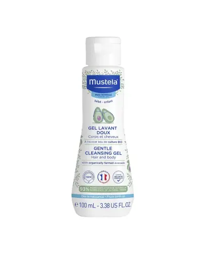 Mustela Bebe Enfant, żel do mycia ciała i głowy, 100 ml  - Delikatny żel do mycia dla niemowląt