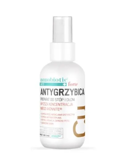 Nanobiotic Med+ Forte Antygrzybica, płyn 75 ml - D stóp i dłoni z miedzią oraz srebrem aXonnite