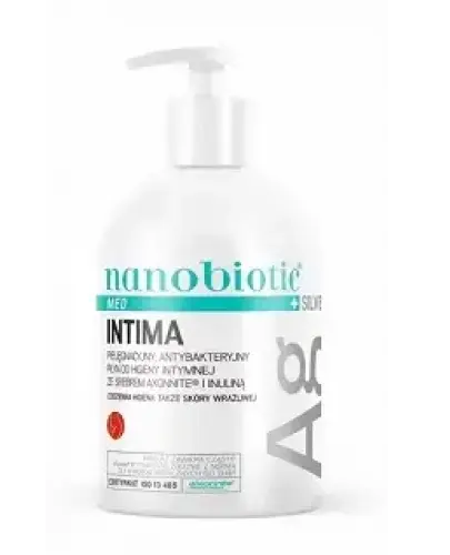 Nanobiotic Med+ Silver Intima, płyn do higieny intymnej, 500 ml - Pielęgnacyjny, antybakteryjny ze srebrem aXonnite i inuliną