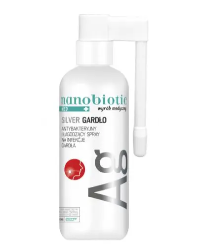 Nanobiotic Med+ Silver Gardło Spray, 30 ml - Wspomaga zwalczanie infekcji bakteryjnych gardła